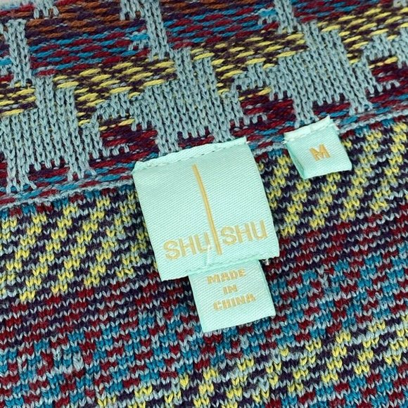 Shu-Shu Women's NWT Blue Button Tie Waist‎ Convertible Western Knit Jacket M/C42 - Picture 6 of 8